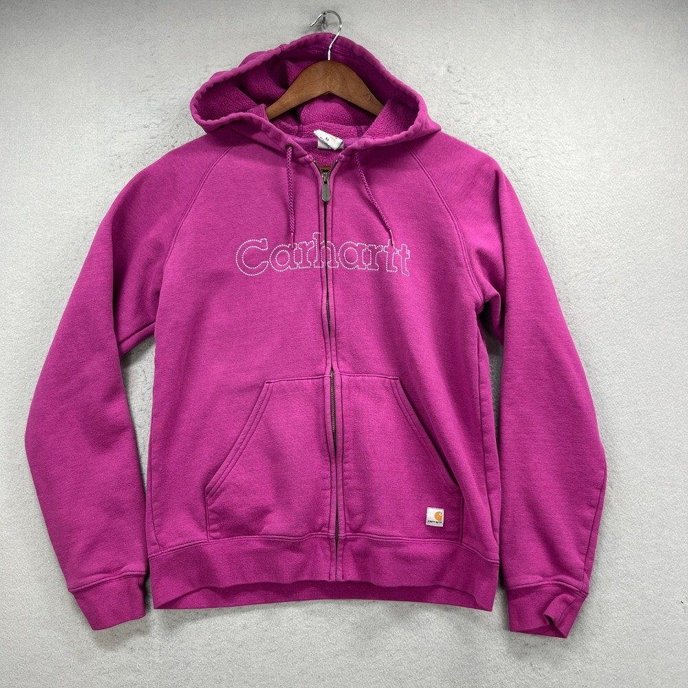 Carhartt Full Zip Hoodie Women Medium Pink Casual Work Utility Gorpcore Jacket